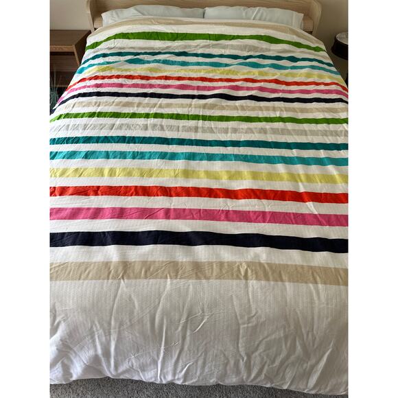 Twin Kate Spade Candy Stripe Duvet Cover Brightly Colored with White Background - Picture 2 of 6